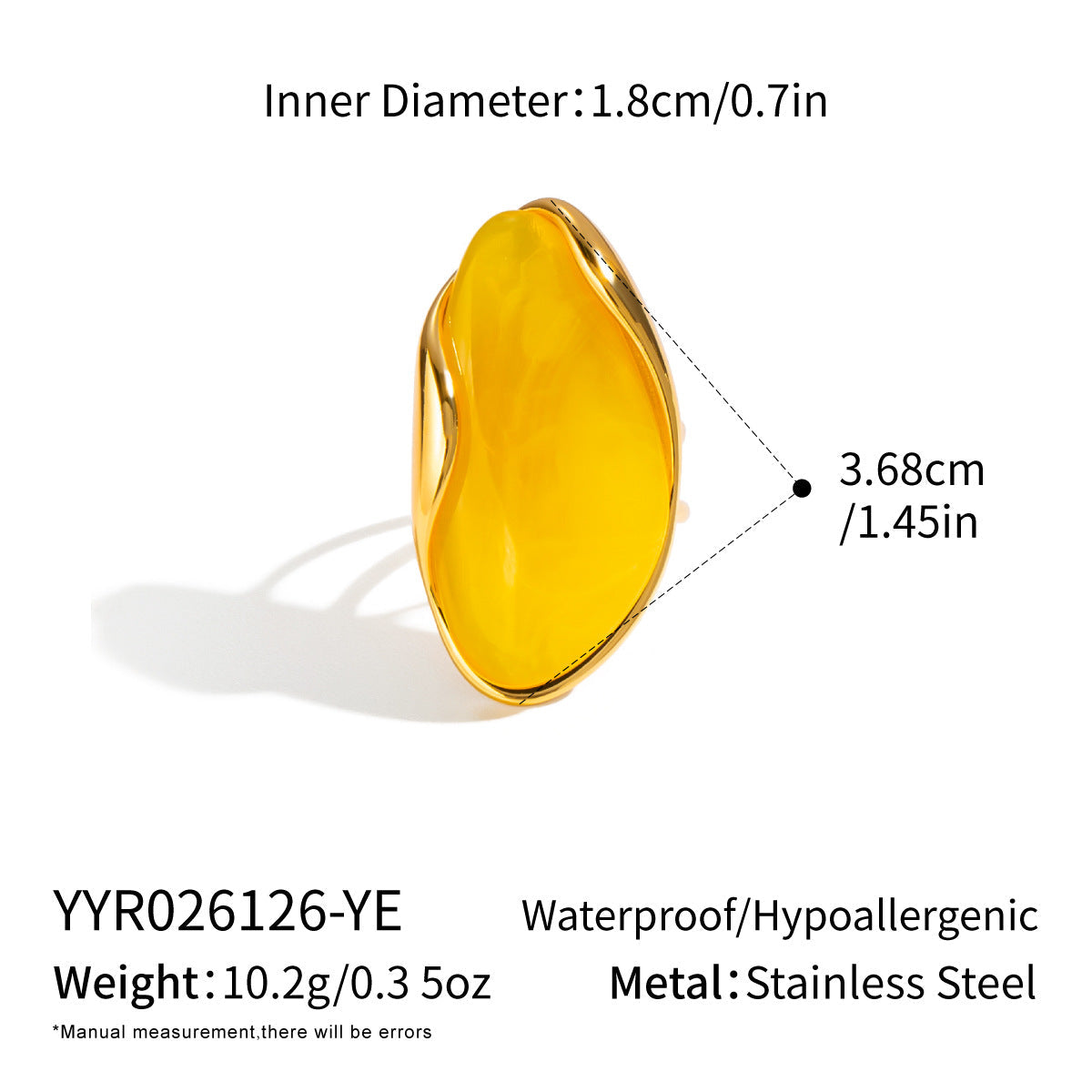Womens Stainless Steel Resin Open-End Ring