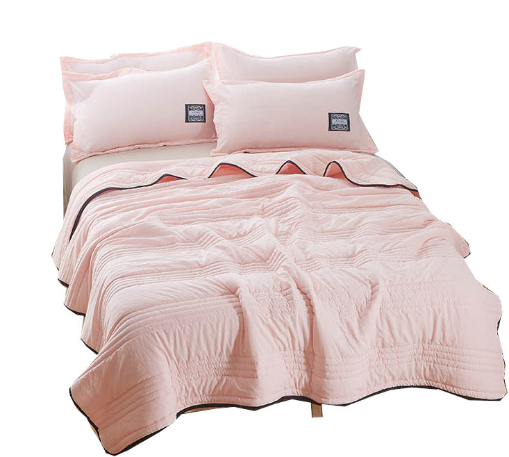 Modern Minimalist Cooling Summer Quilt - Lightweight Seersucker Throw