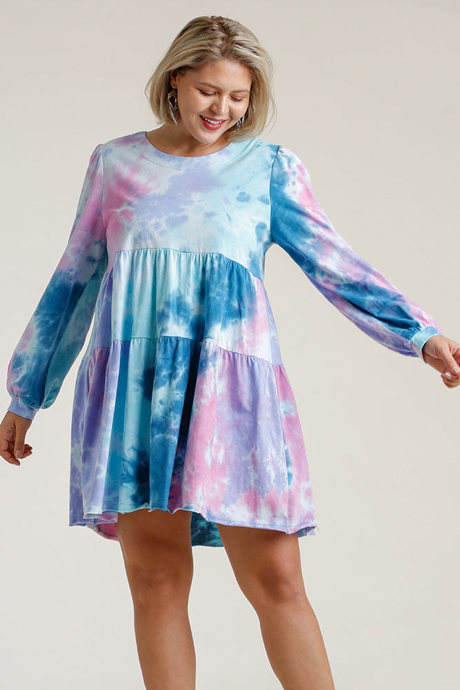 Long Sleeve Patterned Boho Dress - Relaxed Fit Bohemian Midi Dress