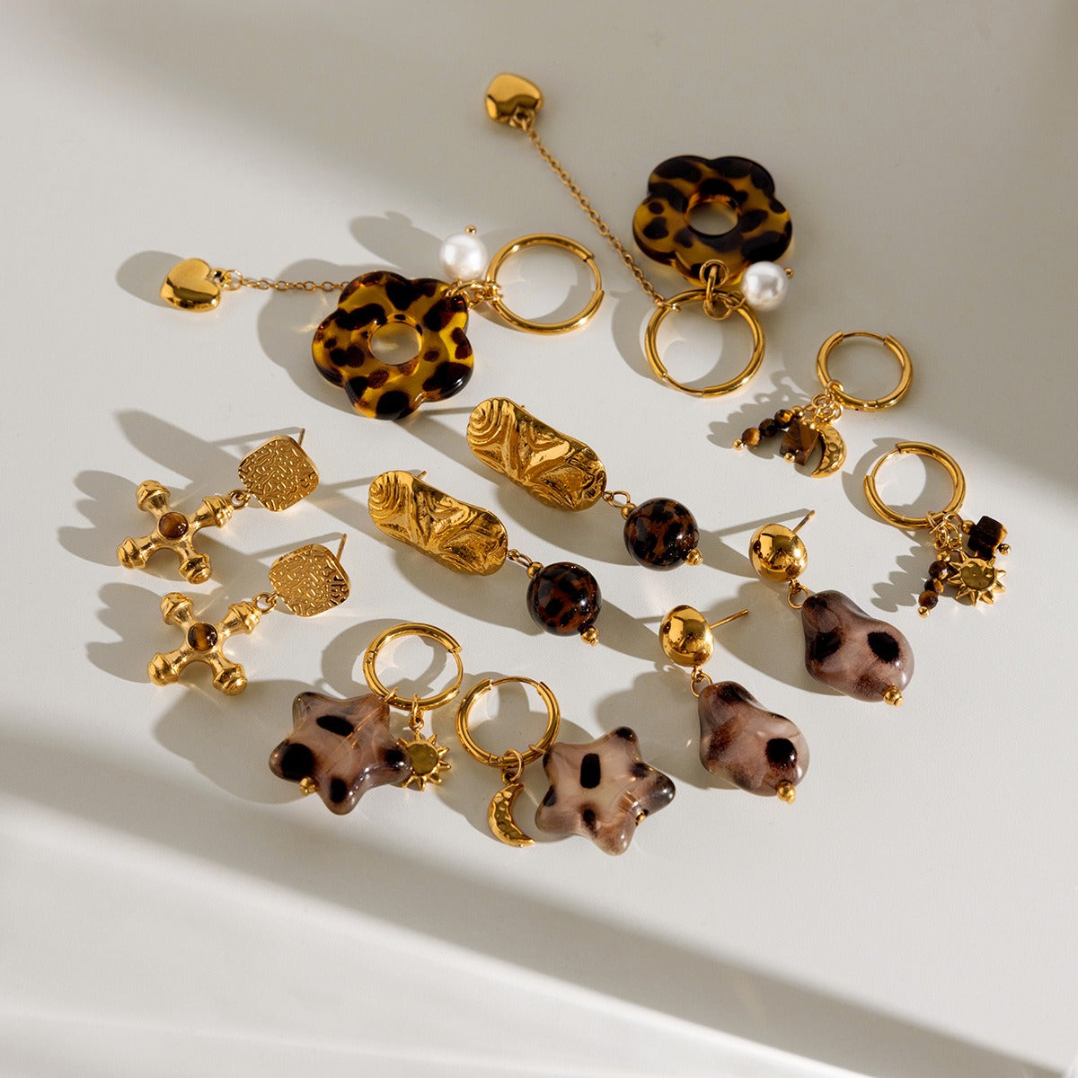 Sophisticated Titanium Steel Dangle Earrings Gold Autumn Aesthetic