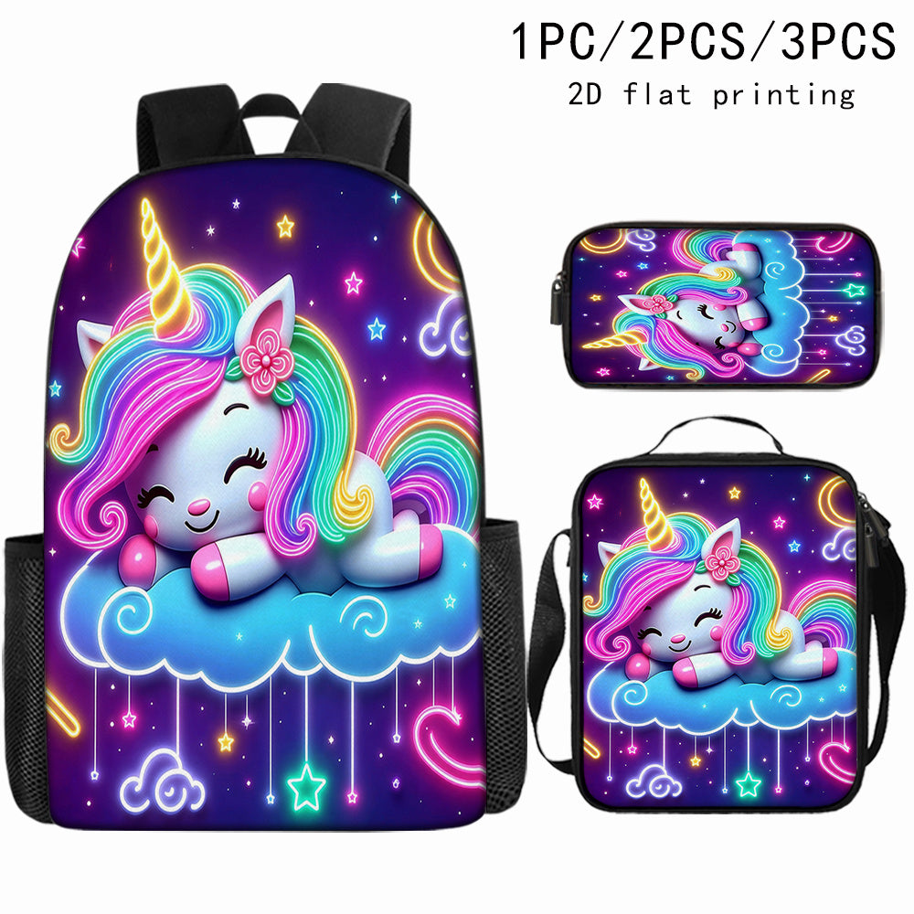 Trendy Unicorn Backpack Dreamy Neon Style Large Capacity