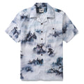 Men's 100% cotton camp collar Hawaiian shirt featuring an artistic mountain and cloud landscape print.