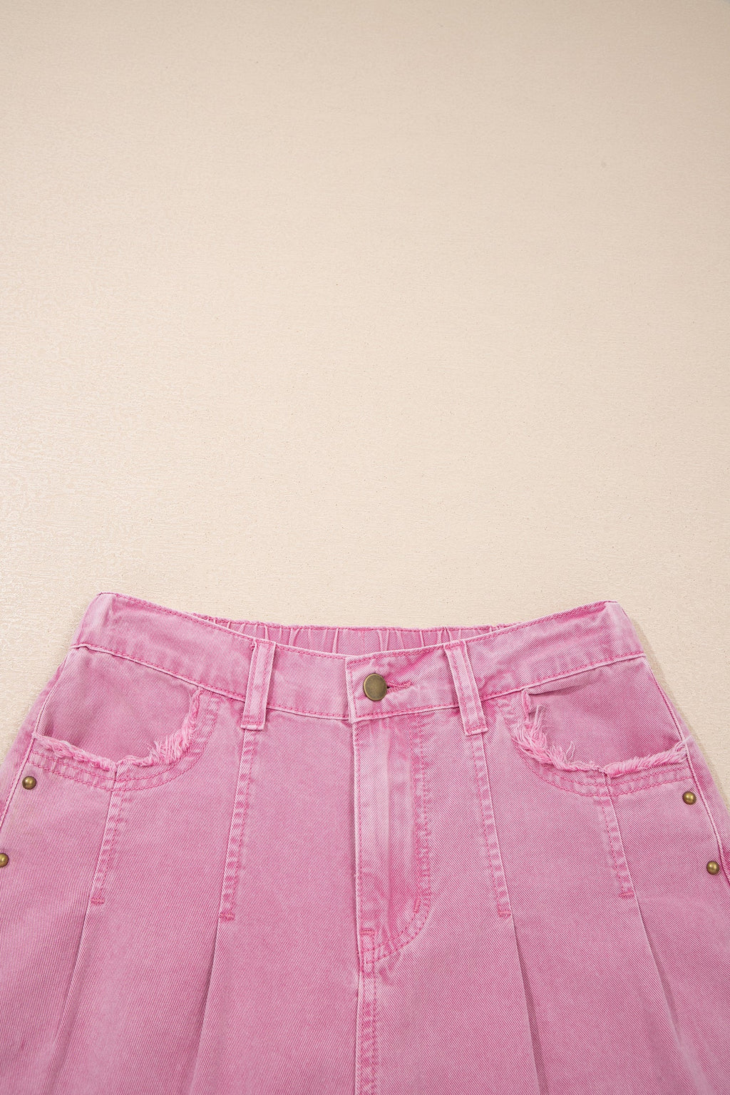 Studded Side Split Hem Wide Leg Jeans in Pink