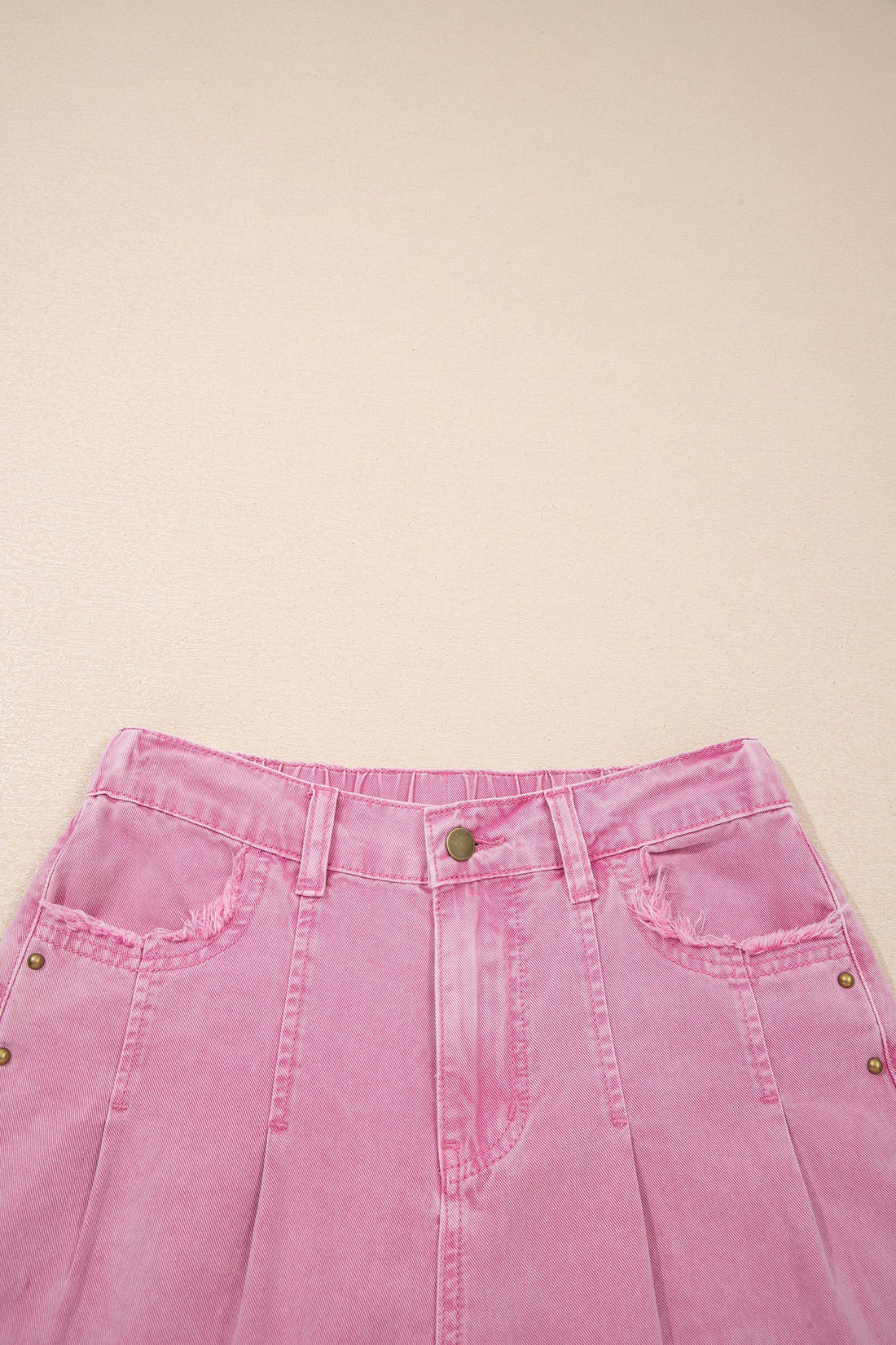Studded Side Split Hem Wide Leg Jeans in Pink