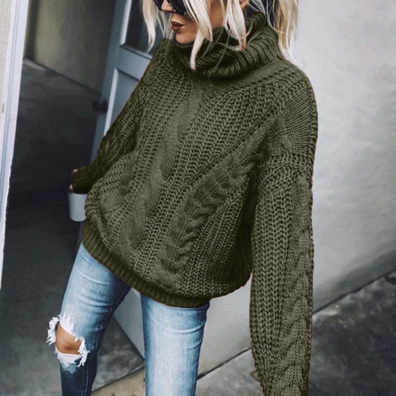 Women's Cable Knit Turtleneck Sweater Long Sleeve Winter Pullover - Image 2