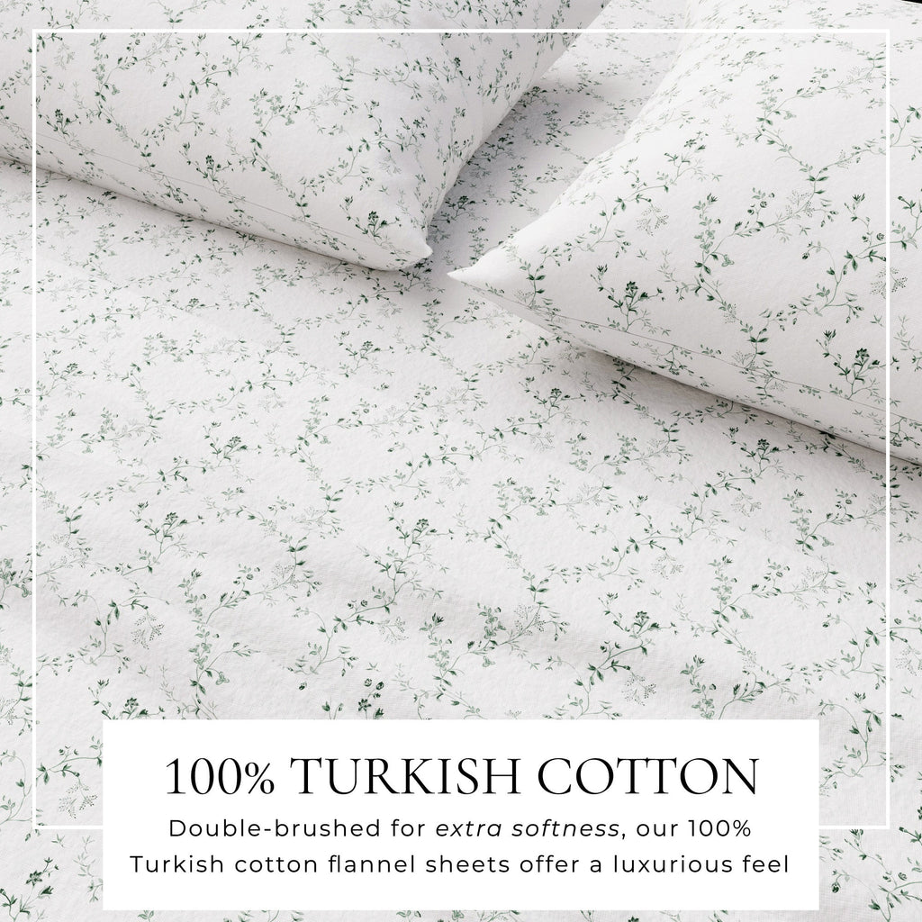 Winter Floral Turkish Cotton Flannel Sheet Set Ultra-Soft - Image 14
