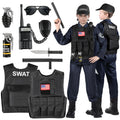 Luucio SWAT Police Officer Costume for Kids Police Costume for Kids with SWAT Costume SWAT Vest Halloween Costume for Boys Role Play Kit for Boys Girls