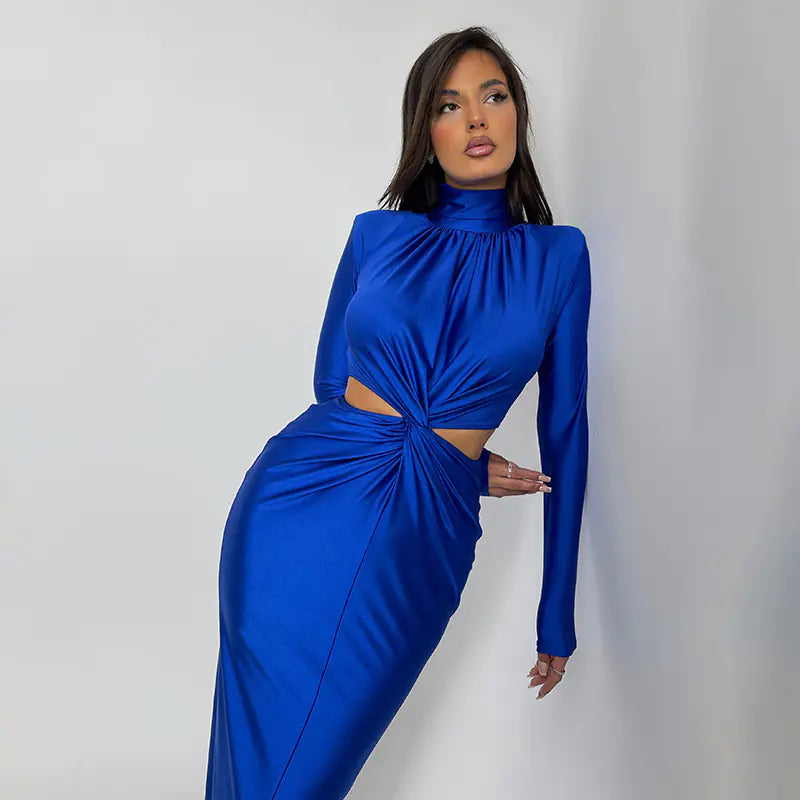 Fashionable Women's Half Turtleneck Long Sleeve Dress
