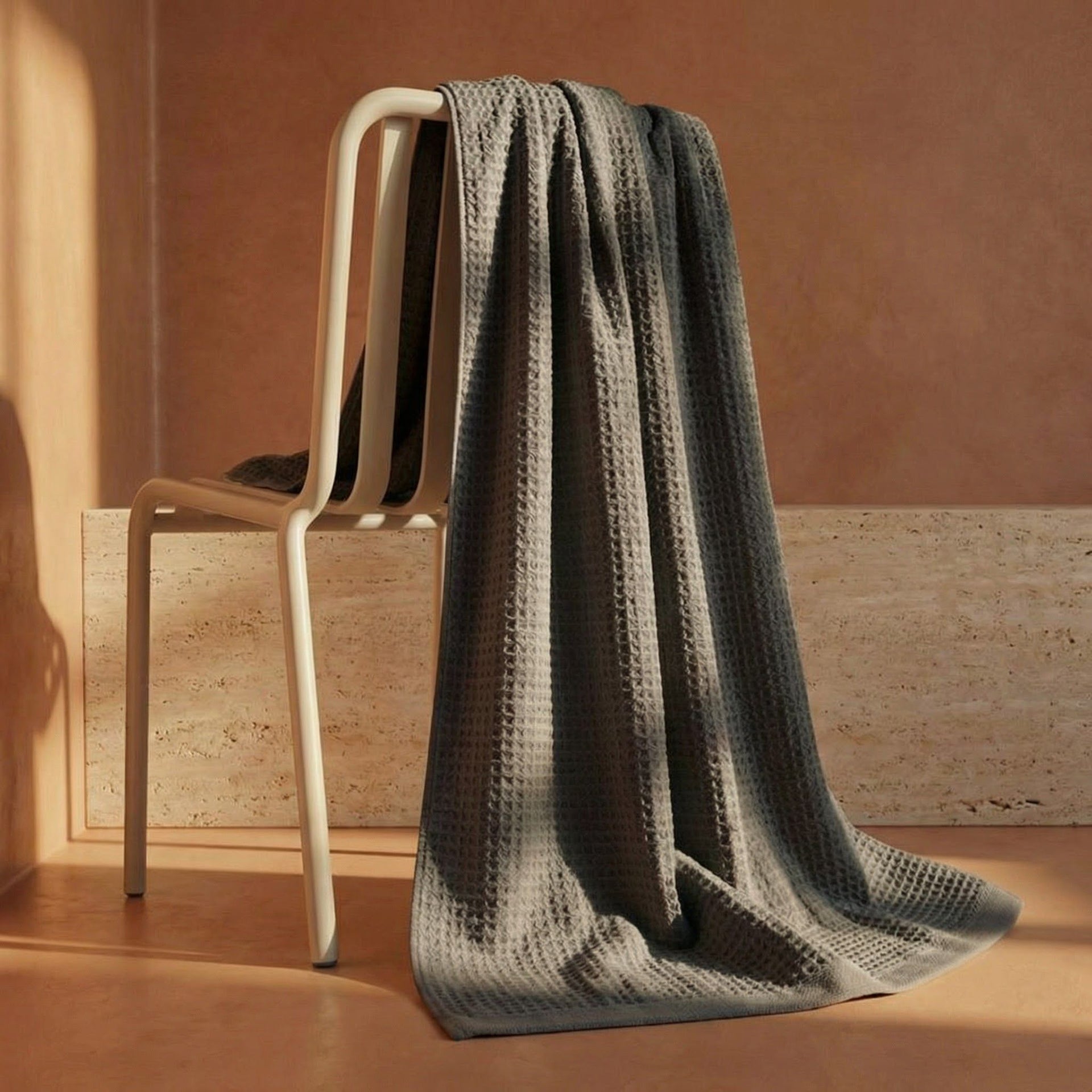 Sedona White Cotton Waffle Weave Bath Towel