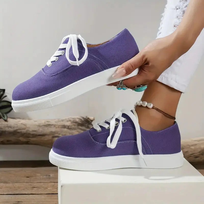 Women's Breathable Canvas Sneakers in Vibrant Purple - Image 19