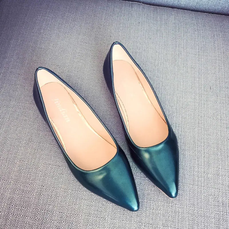 Women's Pointed Toe Flat Shoes in Black or Nude Work Shoes - Image 5