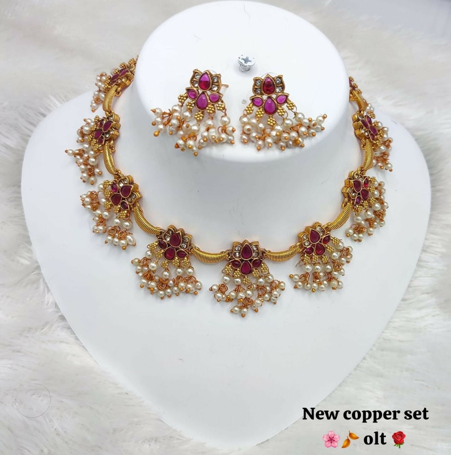 Joban Fashion Women Ruby Copper Necklace Set