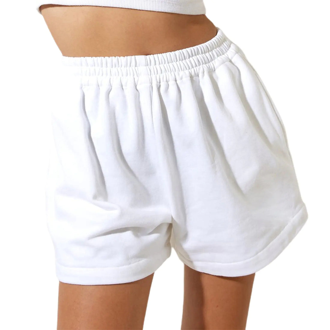 Womens High Waist Cotton Shorts with Comfortable Elastic Waist - Image 8