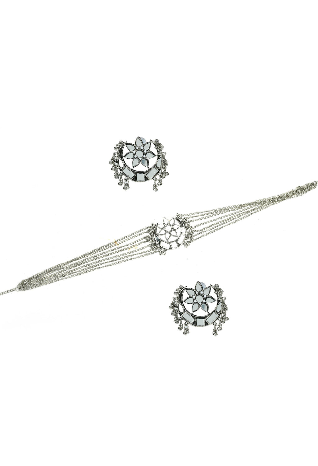 Silver-Plated Brass Finish Traditional Mirror Choker