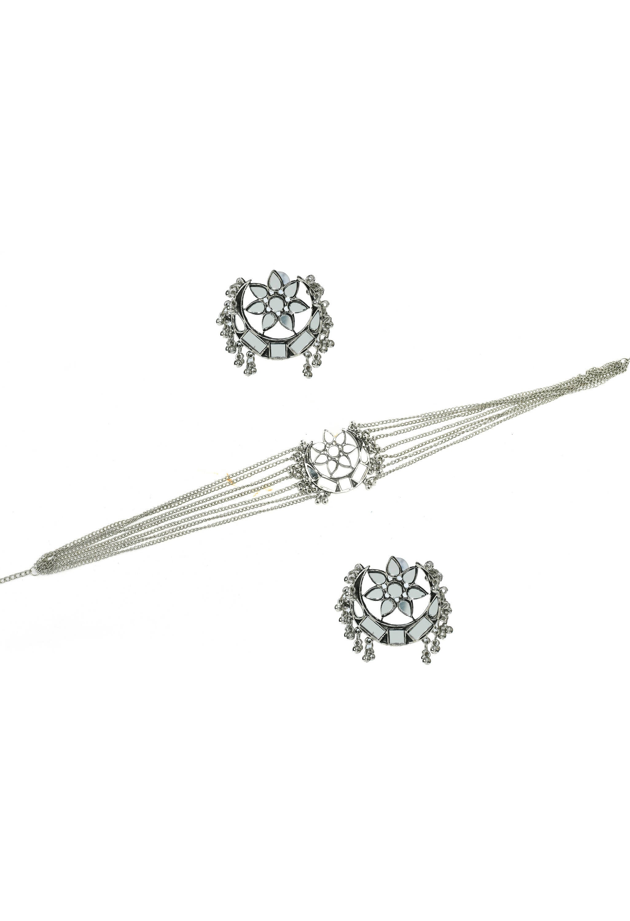 Silver-Plated Brass Finish Traditional Mirror Choker