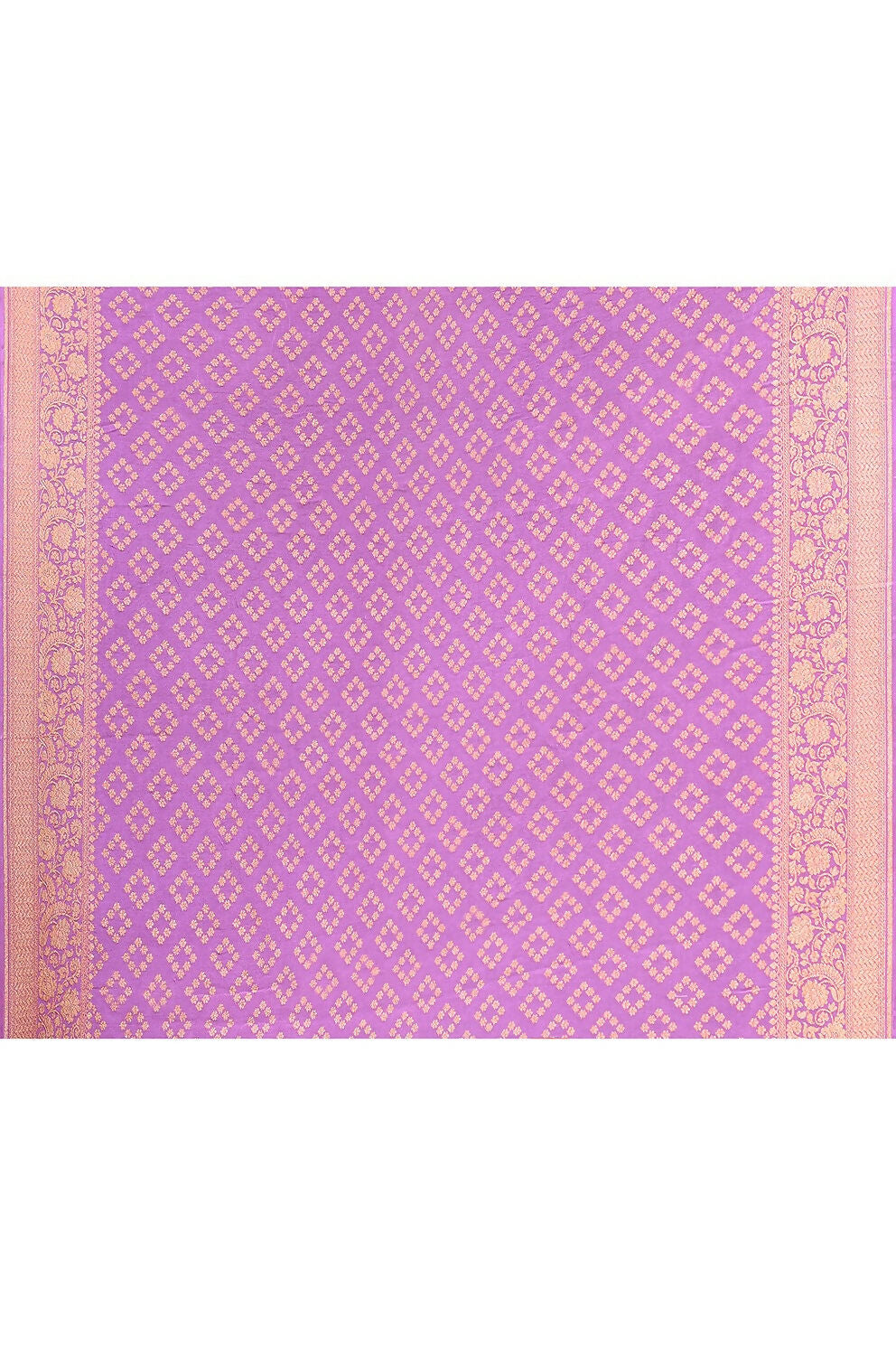 Dark and Light Lilac Crepe Chiffon Banarasi Silk Saree