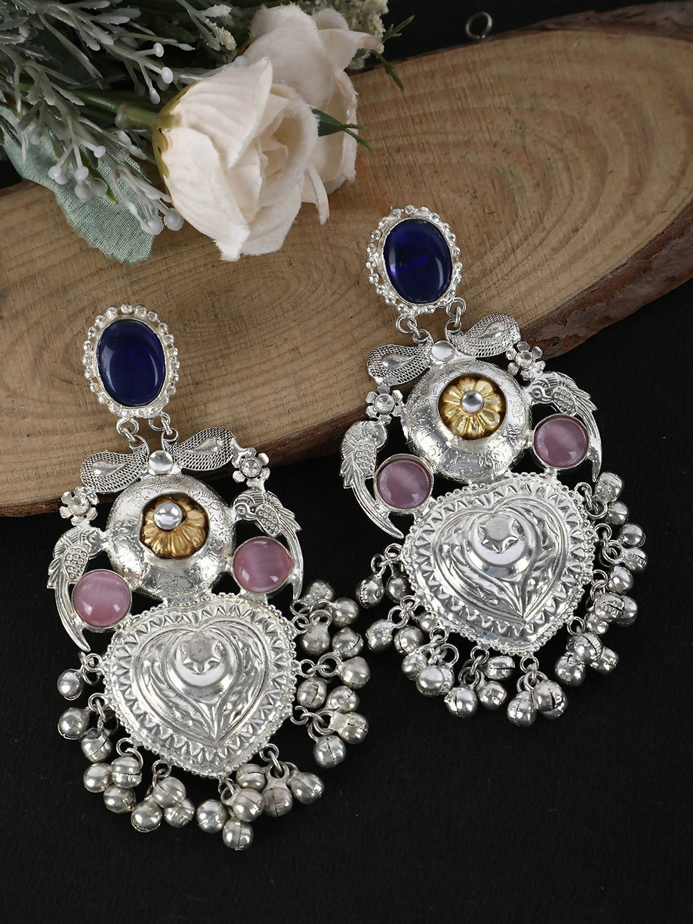 Handcrafted Silver Tone Ghungroo Style Dangle Earrings