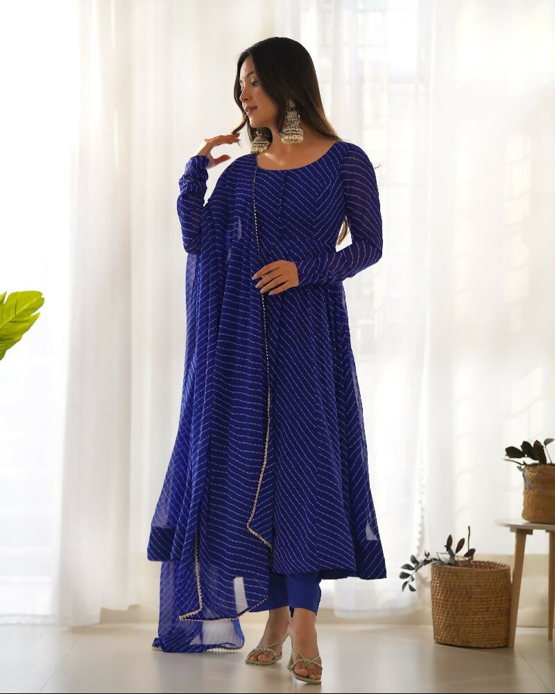 Royal Blue Georgette Kurta Set with Sequence Embroidery Work