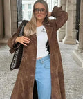 Long Trench Coats With Belt Double-breasted Lapel