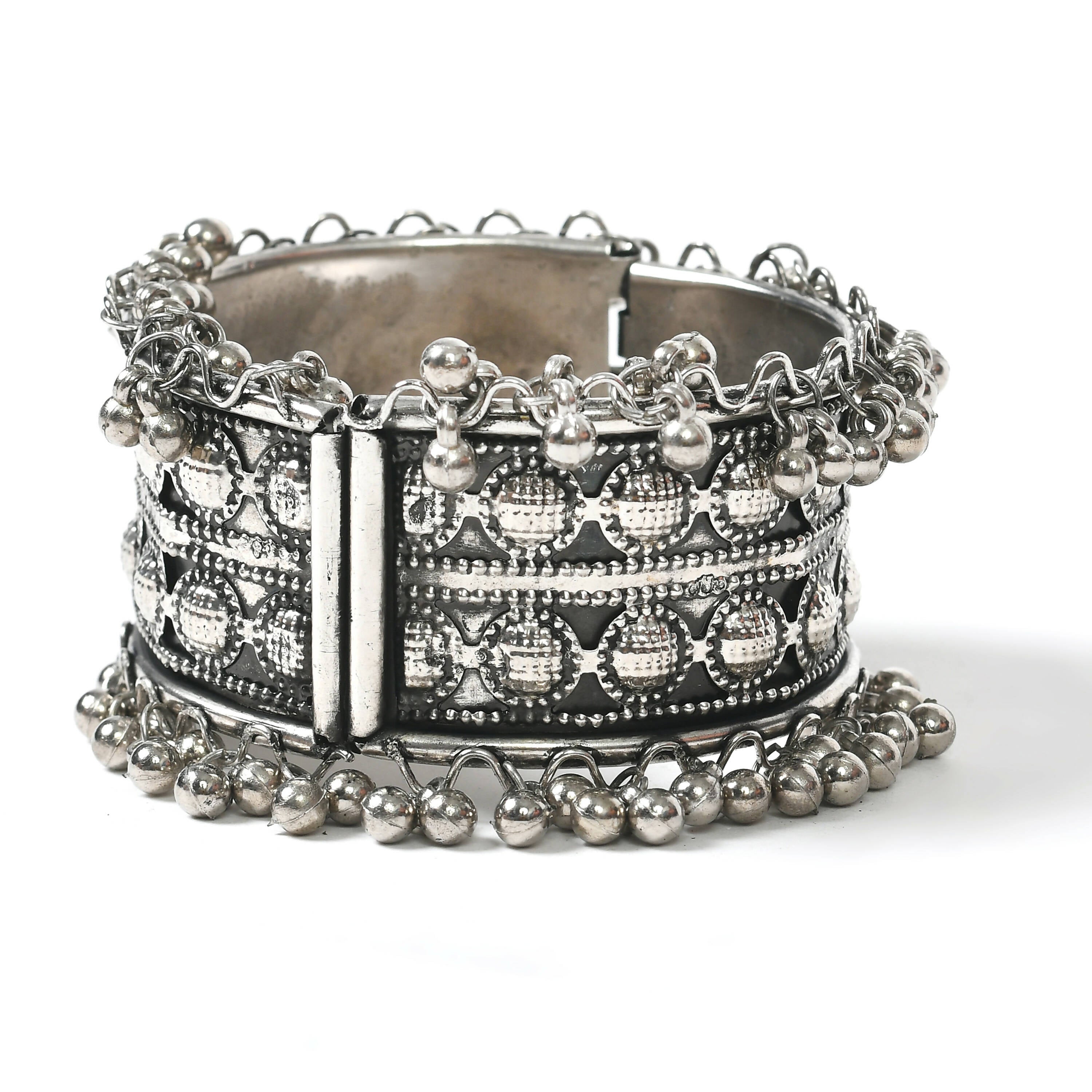 Oxidised Silver-Plated Ghungroo Handcrafted Bracelet Design 027