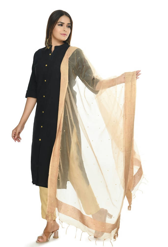 Mominos Fashion Golden Stone Work Dupatta in Organza Cotton featuring detailed embroidery