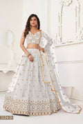 Off White Butterfly Net lehenga choli with detailed tone-to-tone thread and sequence embroidery.