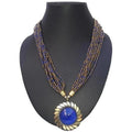 Latest traditional blue beaded necklace for women