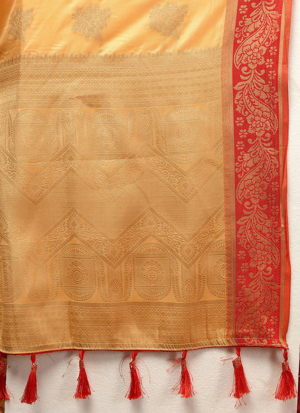 Gold Woven Cotton Saree with Traditional Zari Weaving Design
