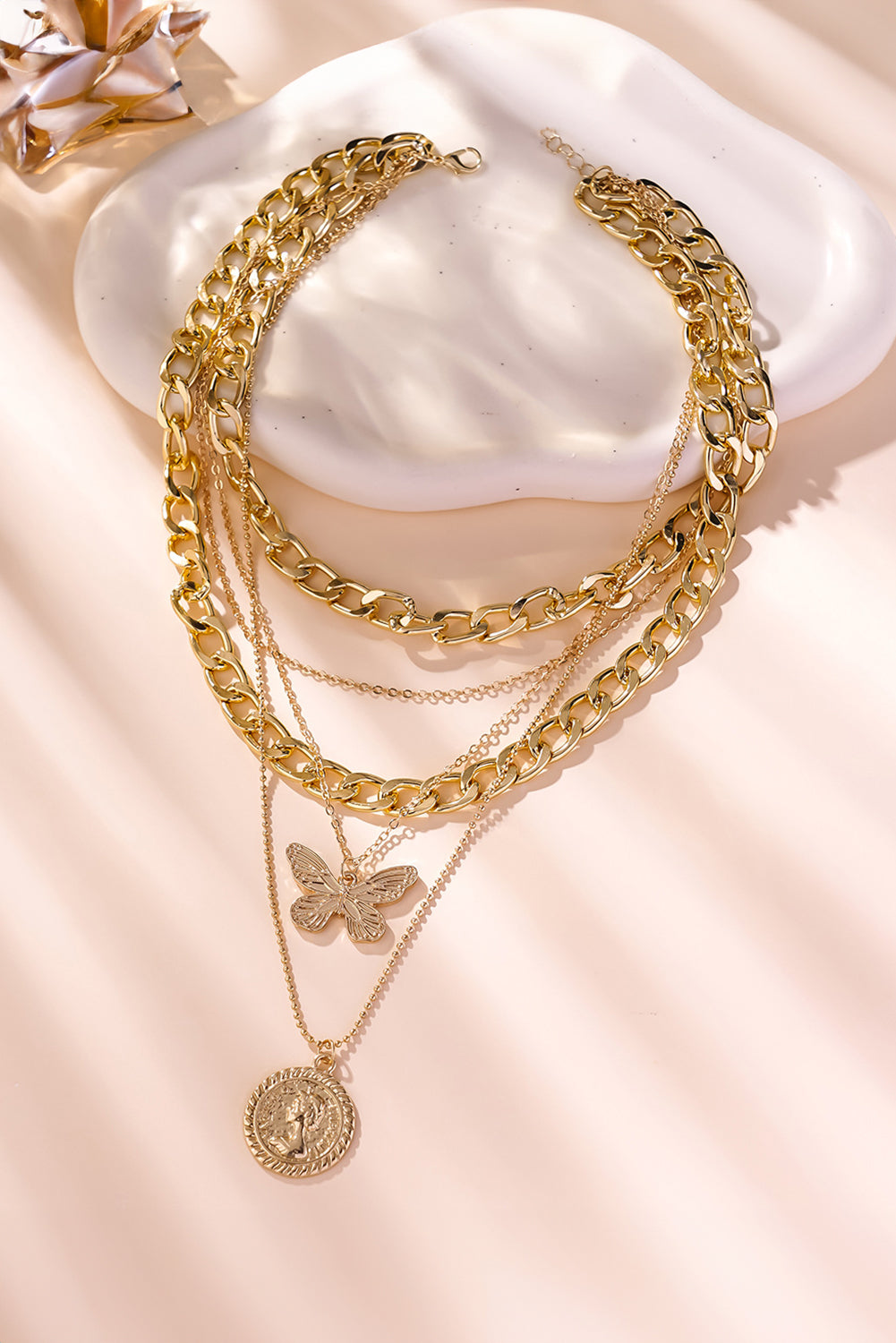 Amara Multilayer Butterfly Charm Necklace