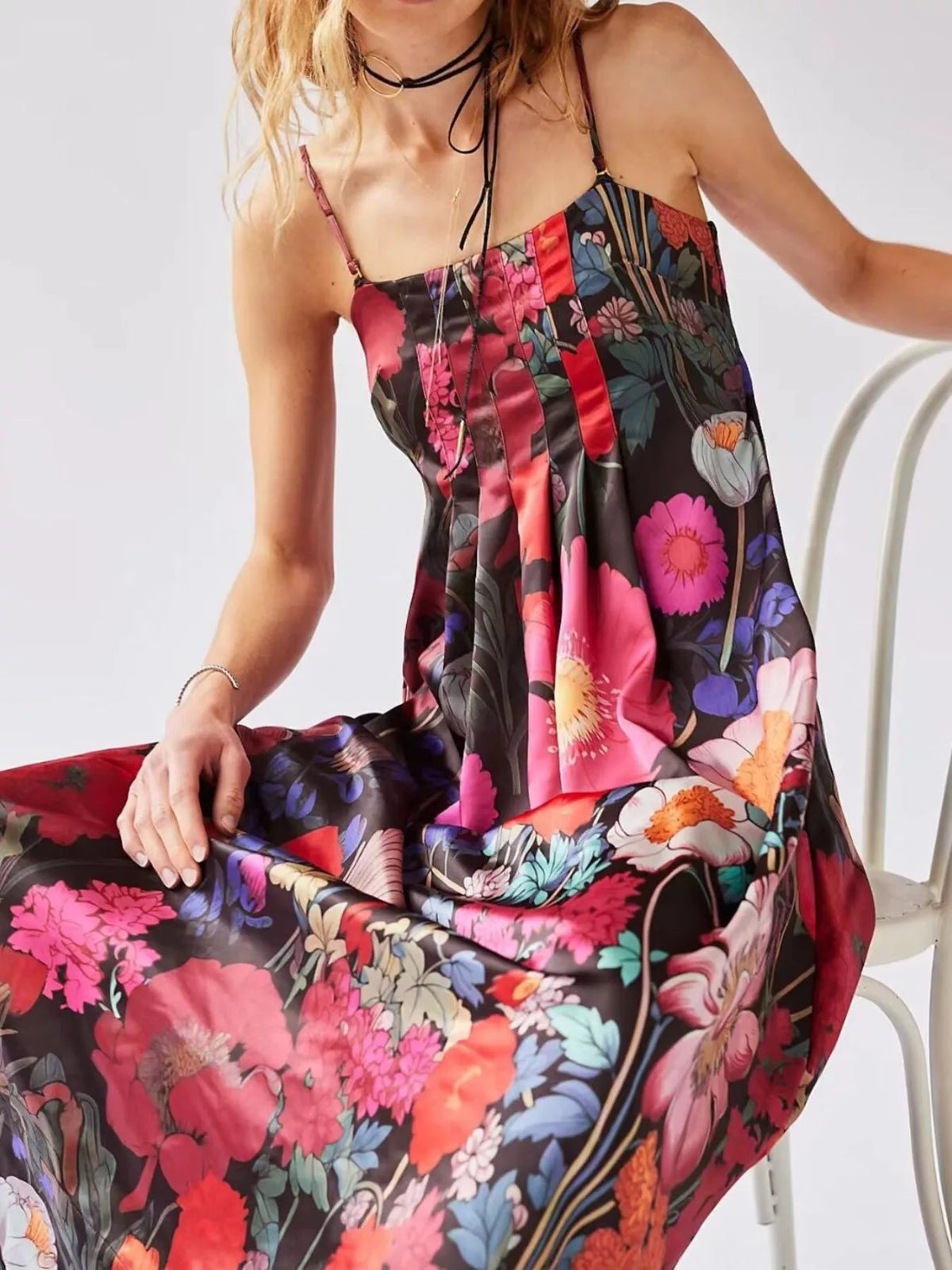 Floral Print Sleeveless Maxi Dress