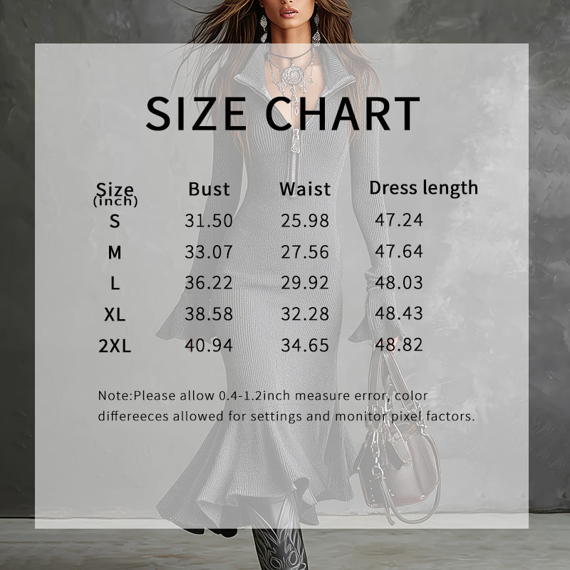 Women's Half Zip Ribbed Bodycon Dress with Flared Sleeves - Image 3