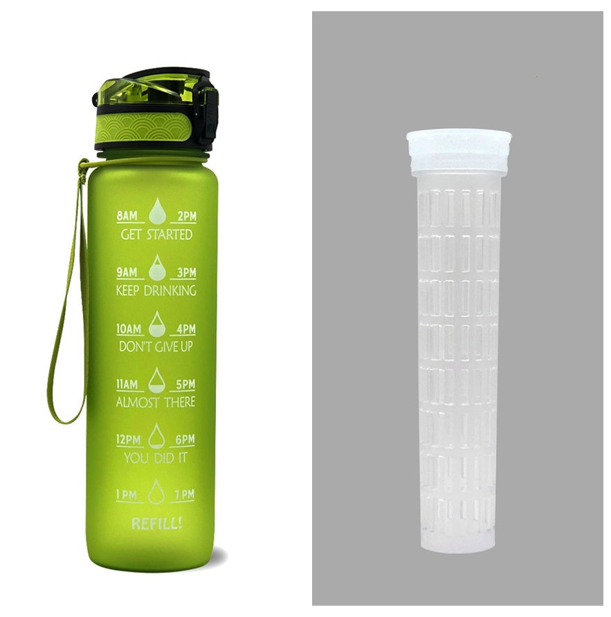 1L Motivational Tritan Water Bottle with Time Marker & Leakproof Lid