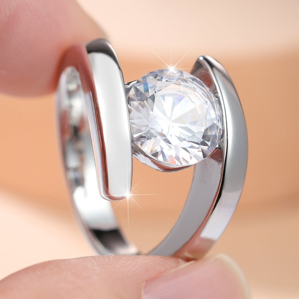 Minimalist High-end Double-band Diamond-inlaid Ring Decorative Ring