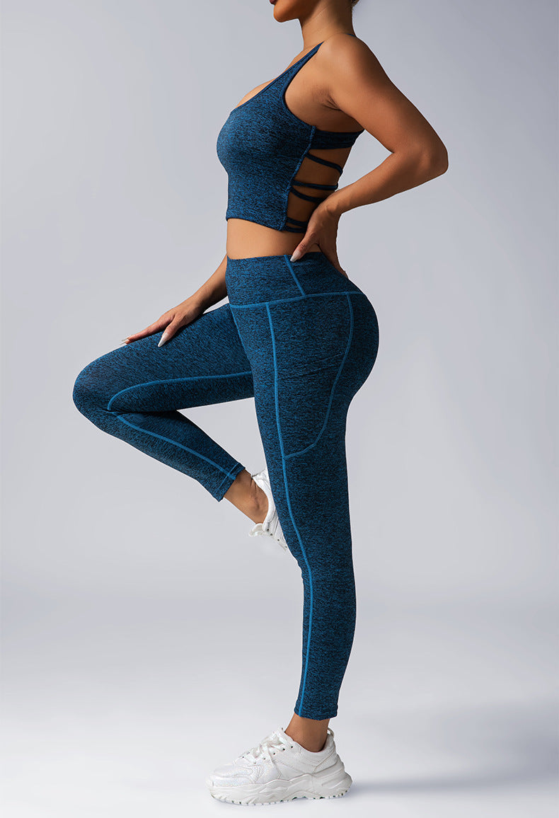 Womens Two Piece Workout Set High Waisted Leggings Sports Bra
