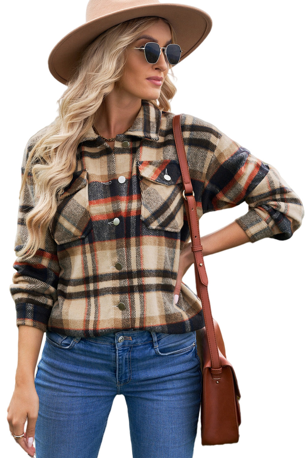 Brown Plaid Flannel Shacket | Button-Up Long Sleeve