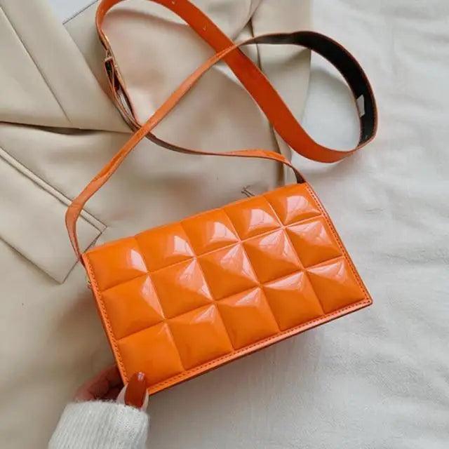 Shiny PU Leather Small Crossbody Bag with Elegant Flap Closure