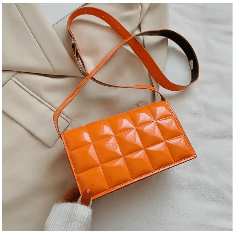 Shiny PU Leather Small Crossbody Bag with Elegant Flap Closure