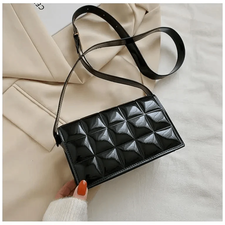 Shiny PU Leather Small Crossbody Bag with Elegant Flap Closure