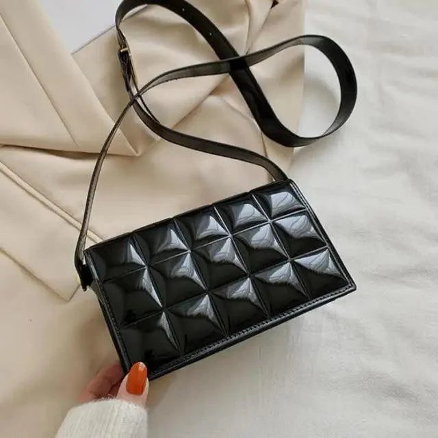 Shiny PU Leather Small Crossbody Bag with Elegant Flap Closure