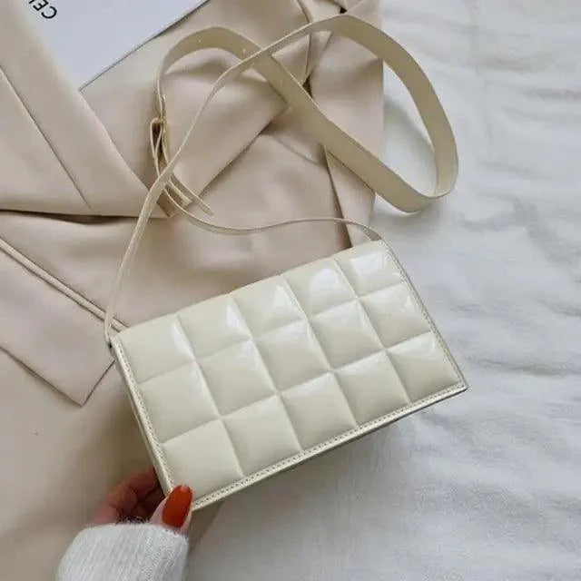 Shiny PU Leather Small Crossbody Bag with Elegant Flap Closure