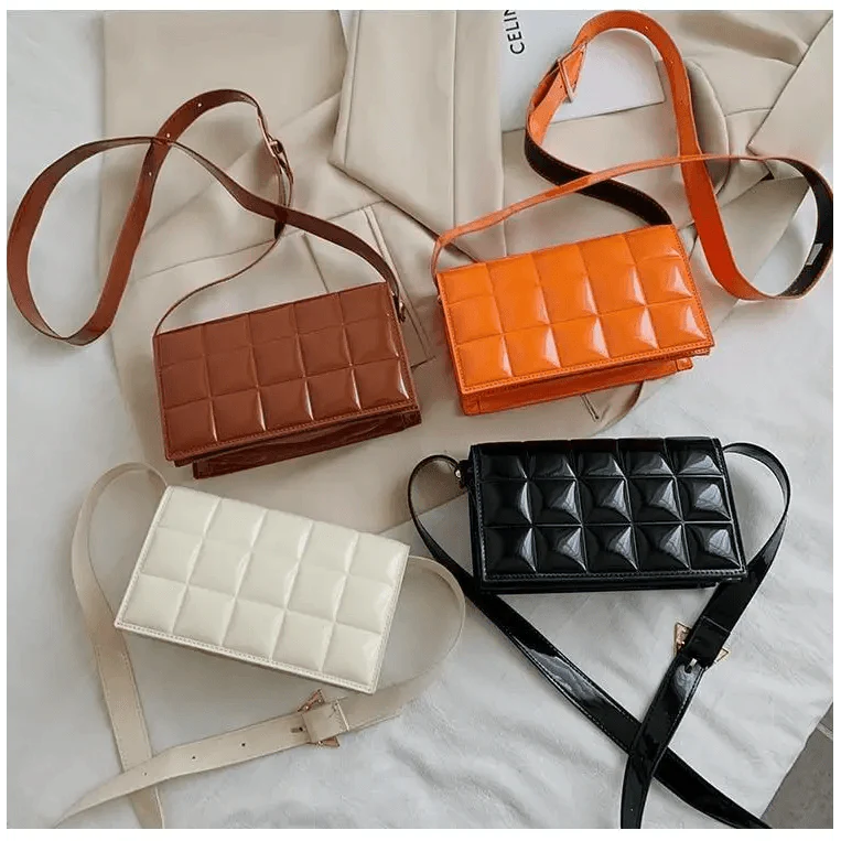 Shiny PU Leather Small Crossbody Bag with Elegant Flap Closure