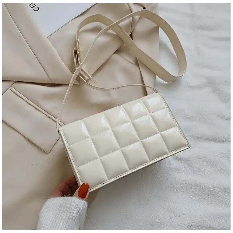 Shiny PU Leather Small Crossbody Bag with Elegant Flap Closure