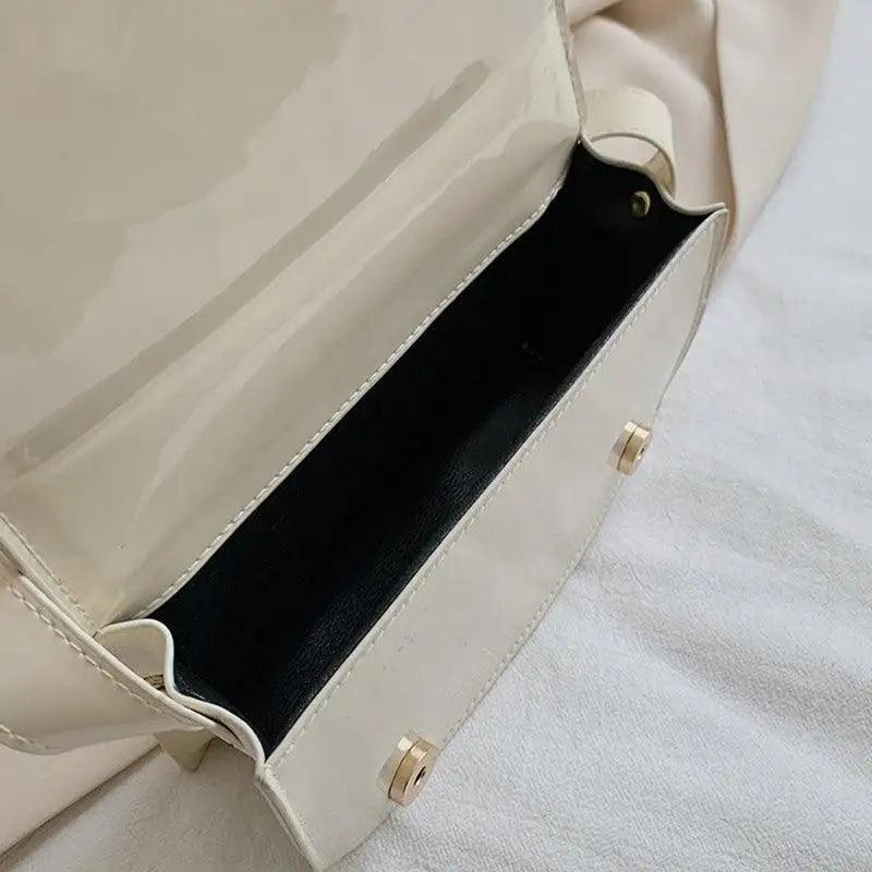 Shiny PU Leather Small Crossbody Bag with Elegant Flap Closure