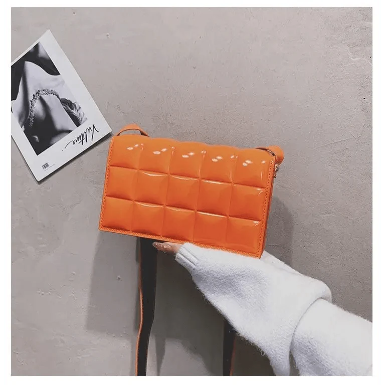 Shiny PU Leather Small Crossbody Bag with Elegant Flap Closure