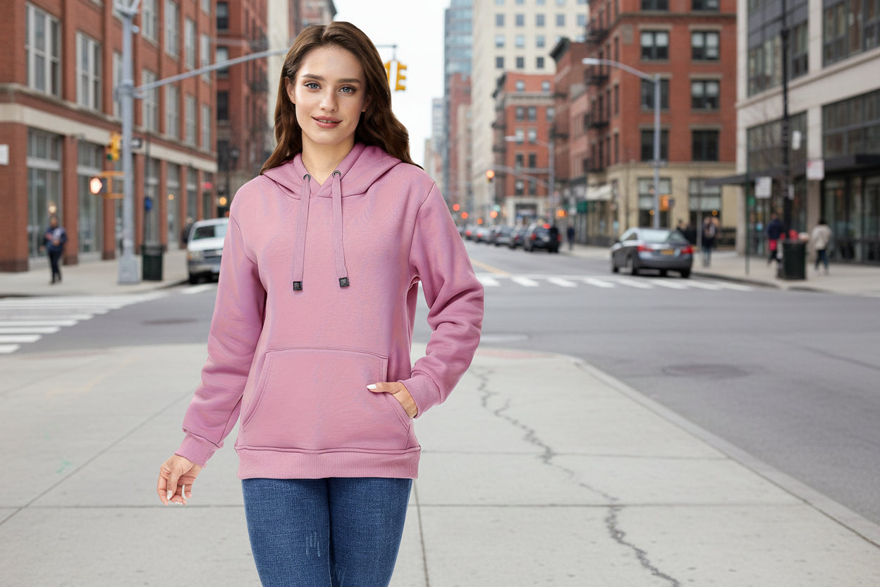 Women's Winter Velvet Lined Hoodie Solid Color Warm Sweatshirt - Image 8