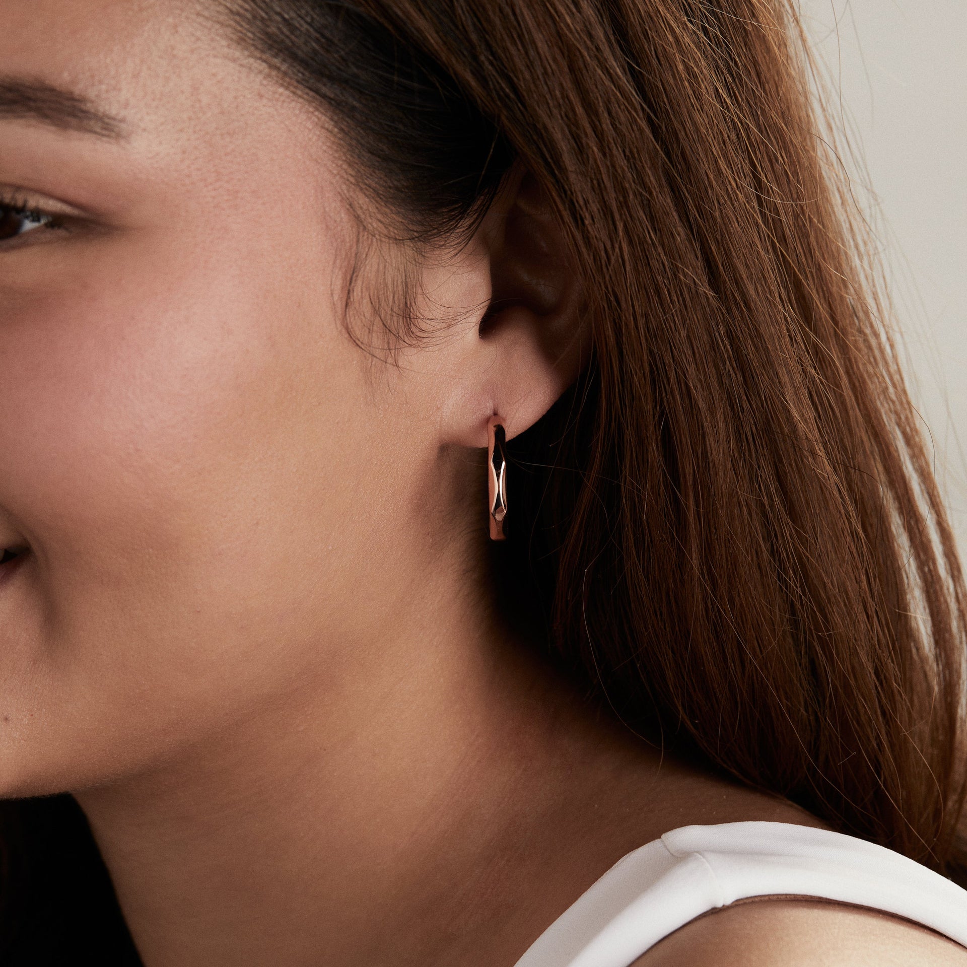 Faceted Hoop Earrings in Shiny Gold, Silver, Rose and Chocolate