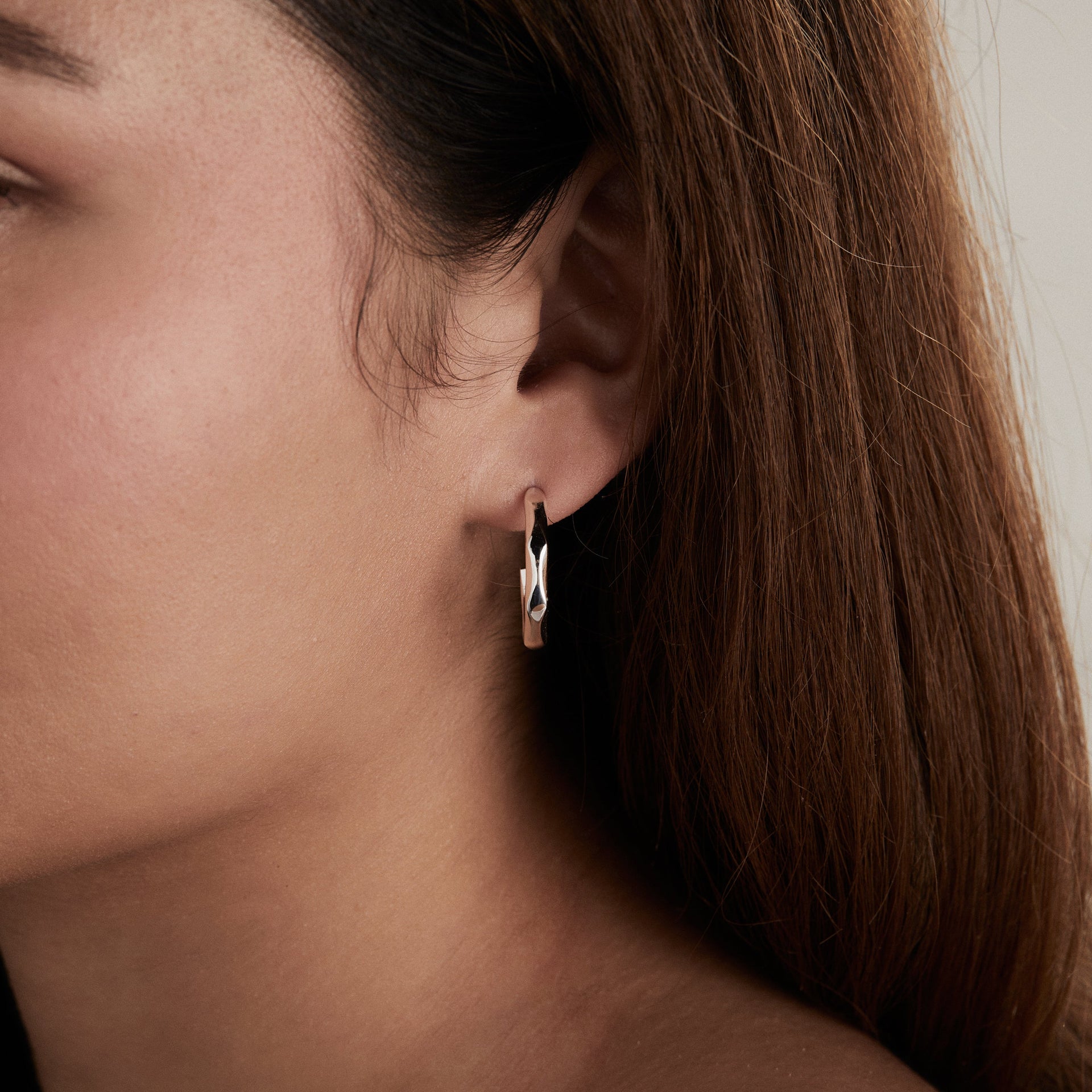Faceted Hoop Earrings in Shiny Gold, Silver, Rose and Chocolate