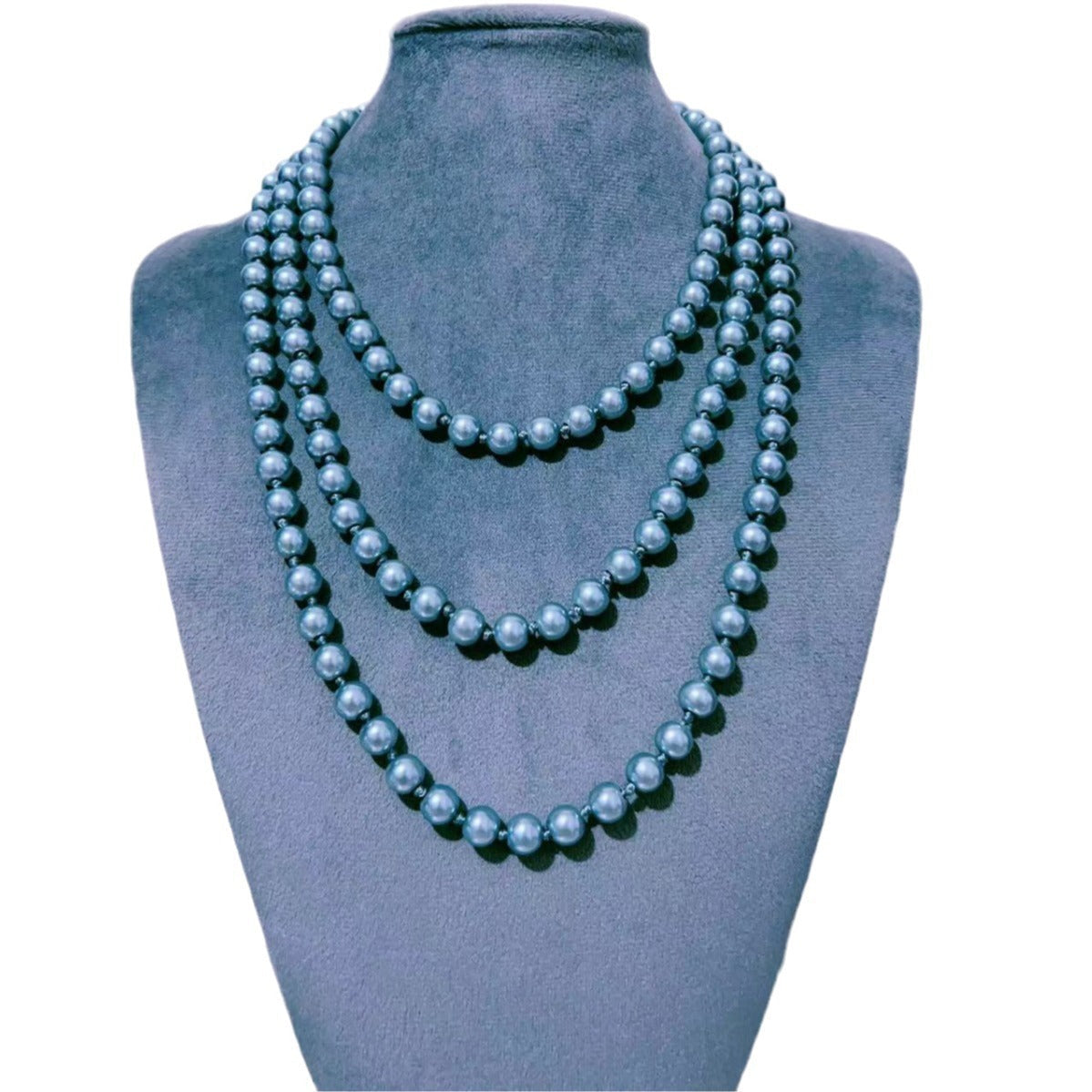 European And American Fashion Glass Imitation Pearl Necklace Women's Simple Knotted Multi-layer Long Sweater Chain Clothing Accessories Wholesale