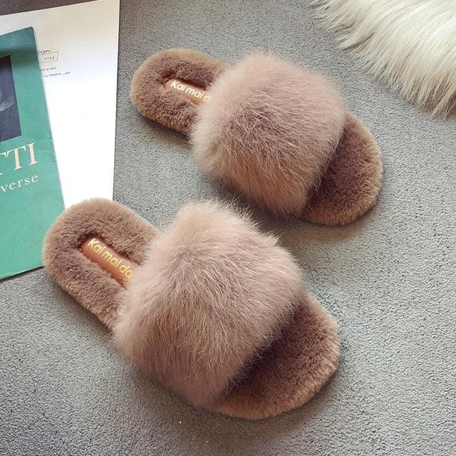 Women's Open Toe Memory Foam Slippers Soft Plush Fuzzy House Slides