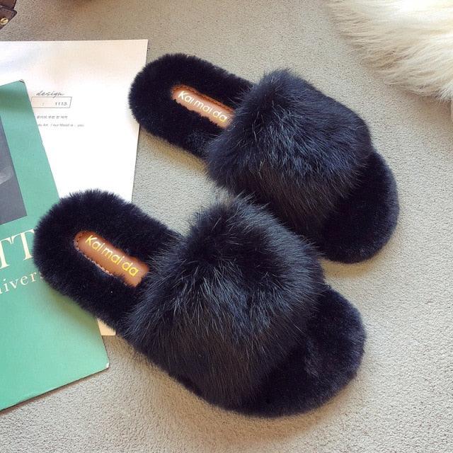 Women's Open Toe Memory Foam Slippers Soft Plush Fuzzy House Slides